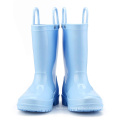 Kids New Fashion Blue Color Waterproof Nature Material Rain Boots Easy-on Handles Shoes